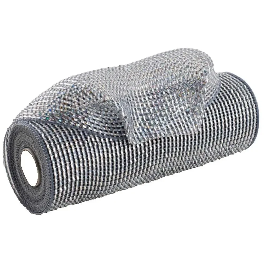 Deluxe Wide Platinum Silver Foil Mesh Ribbon Size 10 inch x 30 Feet , 1 Roll